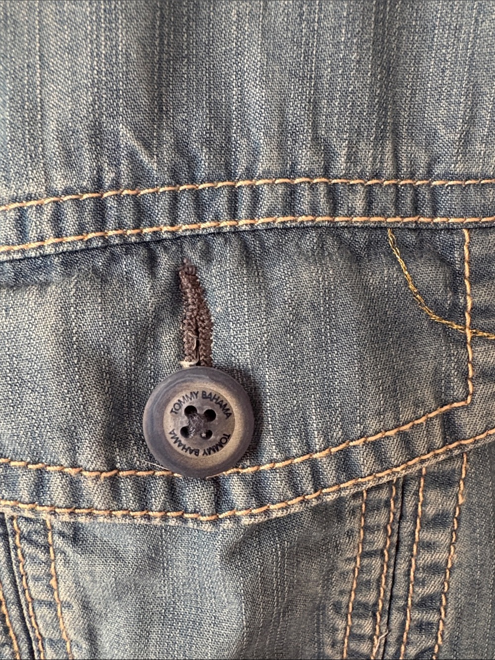 Tommy Bahama Light Wash Distressed Hem Denim Jacket in Lightweight Tencel Fabric - Picture 7 of 7